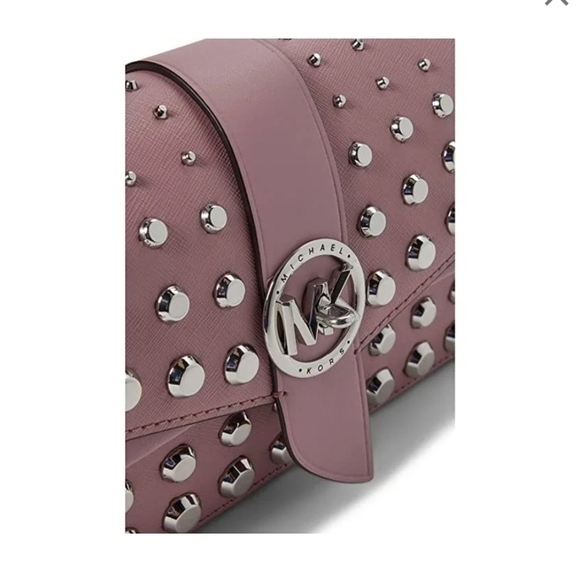 🩷🔹️ Michael Kors Greenwich Medium royal pink stud Convertible Shoulder bag - Picture 4 of 8